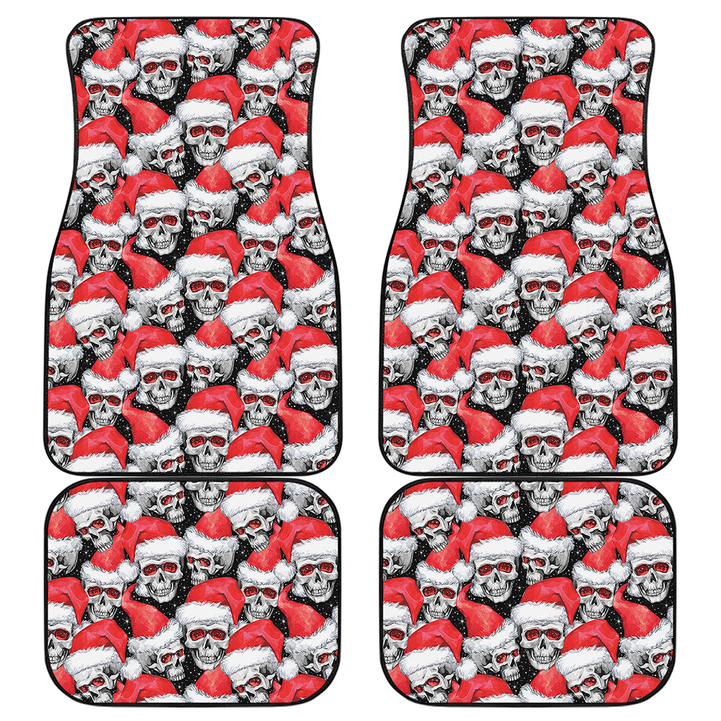Christmas Santa Skull Pattern Print Front and Back Car Floor Mats