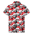Christmas Santa Skull Pattern Print Men's Short Sleeve Shirt