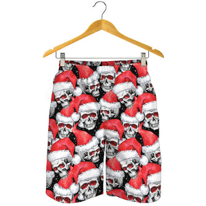 Christmas Santa Skull Pattern Print Men's Shorts