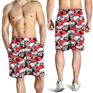 Christmas Santa Skull Pattern Print Men's Shorts