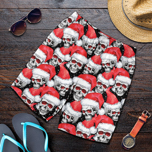 Christmas Santa Skull Pattern Print Men's Shorts