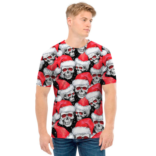 Christmas Santa Skull Pattern Print Men's T-Shirt