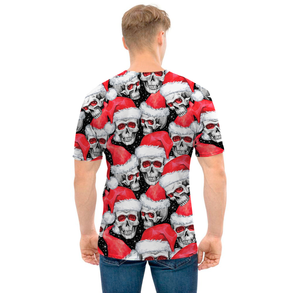 Christmas Santa Skull Pattern Print Men's T-Shirt