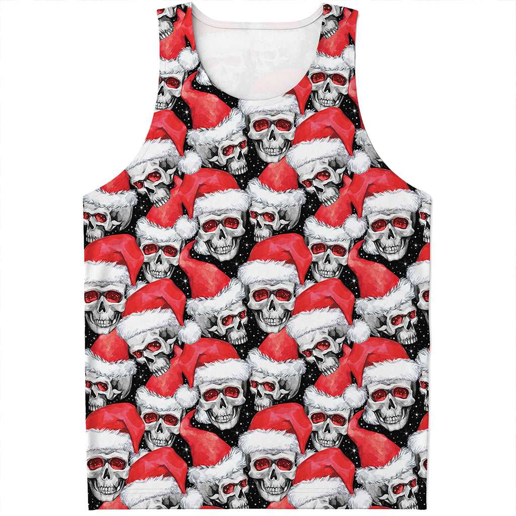 Christmas Santa Skull Pattern Print Men's Tank Top