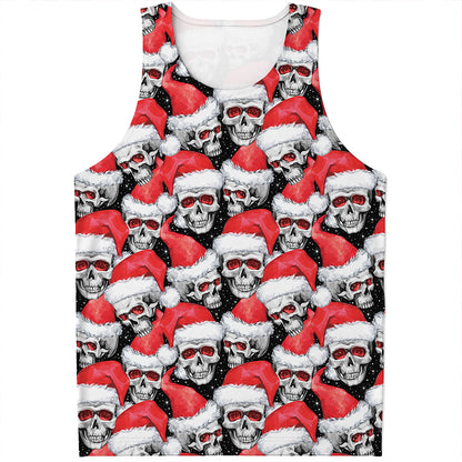 Christmas Santa Skull Pattern Print Men's Tank Top