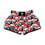 Christmas Santa Skull Pattern Print Muay Thai Boxing Shorts