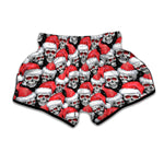 Christmas Santa Skull Pattern Print Muay Thai Boxing Shorts