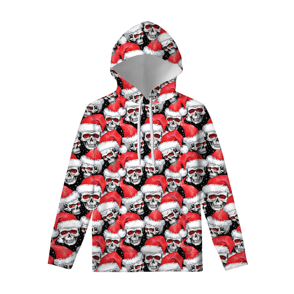 Christmas Santa Skull Pattern Print Pullover Hoodie