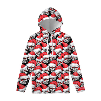 Christmas Santa Skull Pattern Print Pullover Hoodie