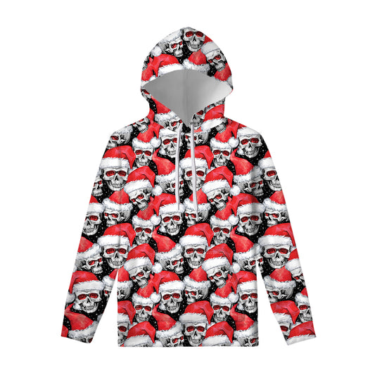 Christmas Santa Skull Pattern Print Pullover Hoodie