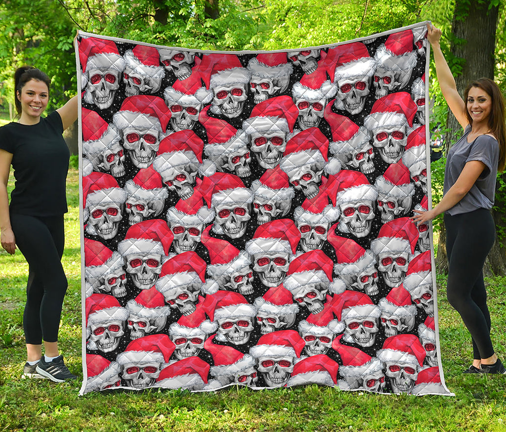 Christmas Santa Skull Pattern Print Quilt