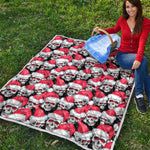 Christmas Santa Skull Pattern Print Quilt