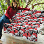 Christmas Santa Skull Pattern Print Quilt