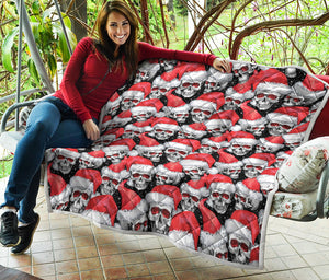 Christmas Santa Skull Pattern Print Quilt