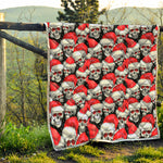 Christmas Santa Skull Pattern Print Quilt