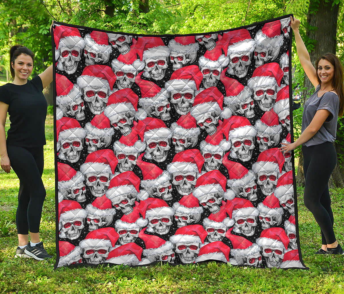 Christmas Santa Skull Pattern Print Quilt