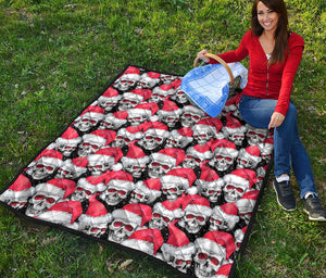 Christmas Santa Skull Pattern Print Quilt