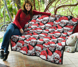 Christmas Santa Skull Pattern Print Quilt