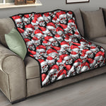 Christmas Santa Skull Pattern Print Quilt