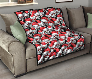 Christmas Santa Skull Pattern Print Quilt