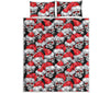 Christmas Santa Skull Pattern Print Quilt Bed Set