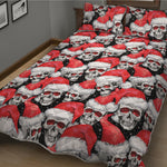 Christmas Santa Skull Pattern Print Quilt Bed Set
