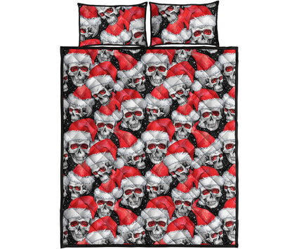 Christmas Santa Skull Pattern Print Quilt Bed Set