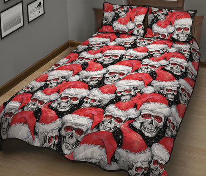 Christmas Santa Skull Pattern Print Quilt Bed Set