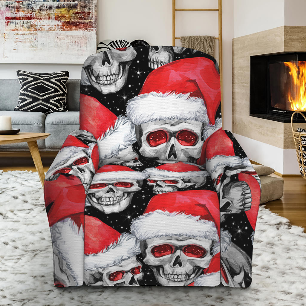 Christmas Santa Skull Pattern Print Recliner Slipcover