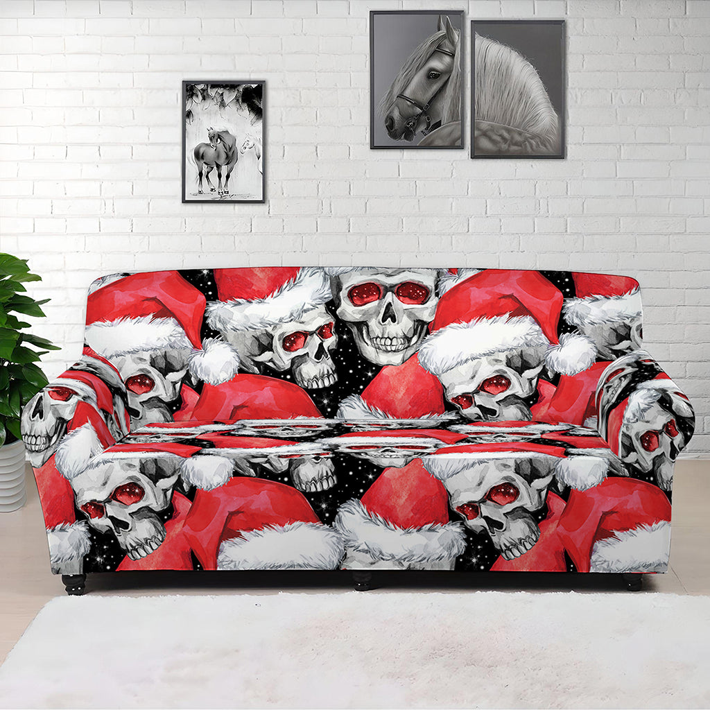 Christmas Santa Skull Pattern Print Sofa Cover