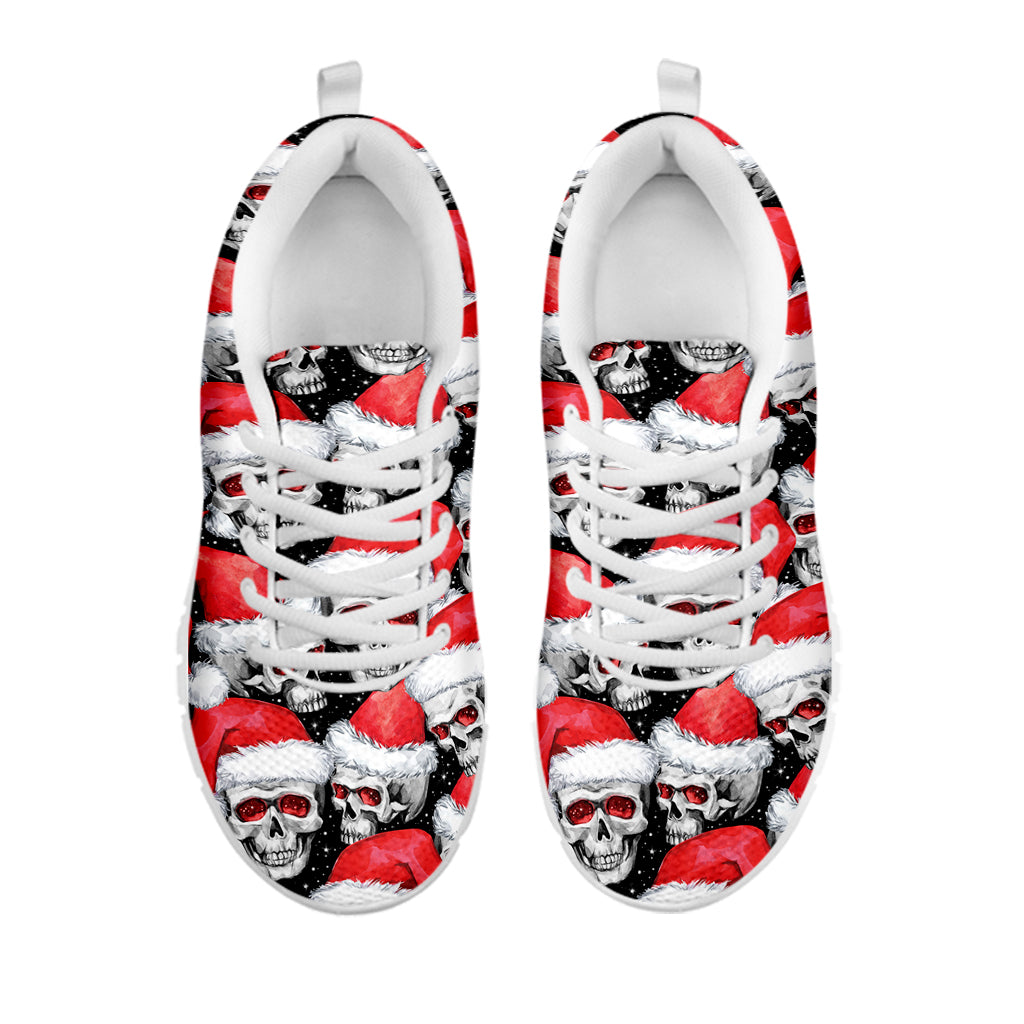Christmas Santa Skull Pattern Print White Sneakers