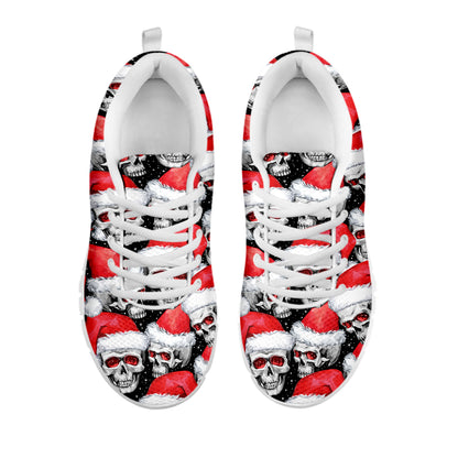 Christmas Santa Skull Pattern Print White Sneakers