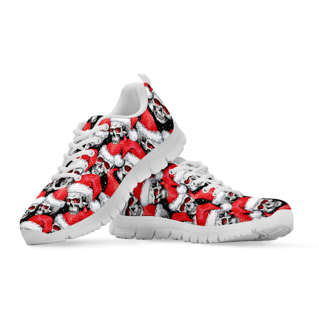 Christmas Santa Skull Pattern Print White Sneakers