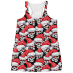 Christmas Santa Skull Pattern Print Women's Racerback Tank Top