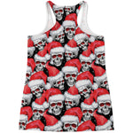 Christmas Santa Skull Pattern Print Women's Racerback Tank Top
