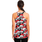 Christmas Santa Skull Pattern Print Women's Racerback Tank Top