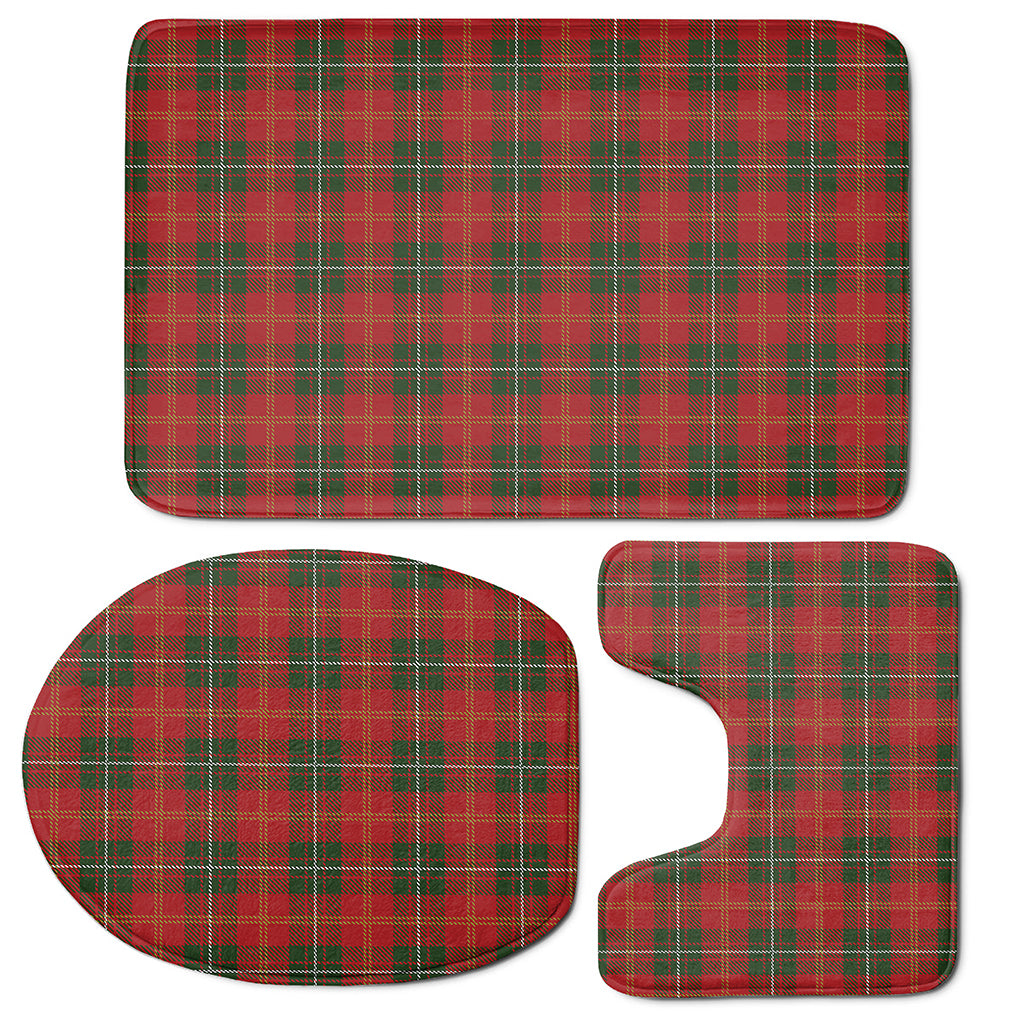 Christmas Scottish Tartan Pattern Print 3 Piece Bath Mat Set
