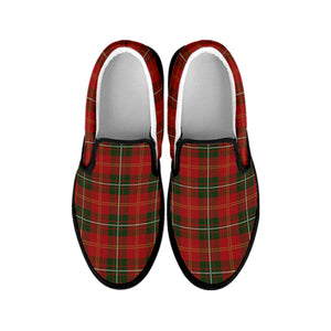 Christmas Scottish Tartan Pattern Print Black Slip On Shoes