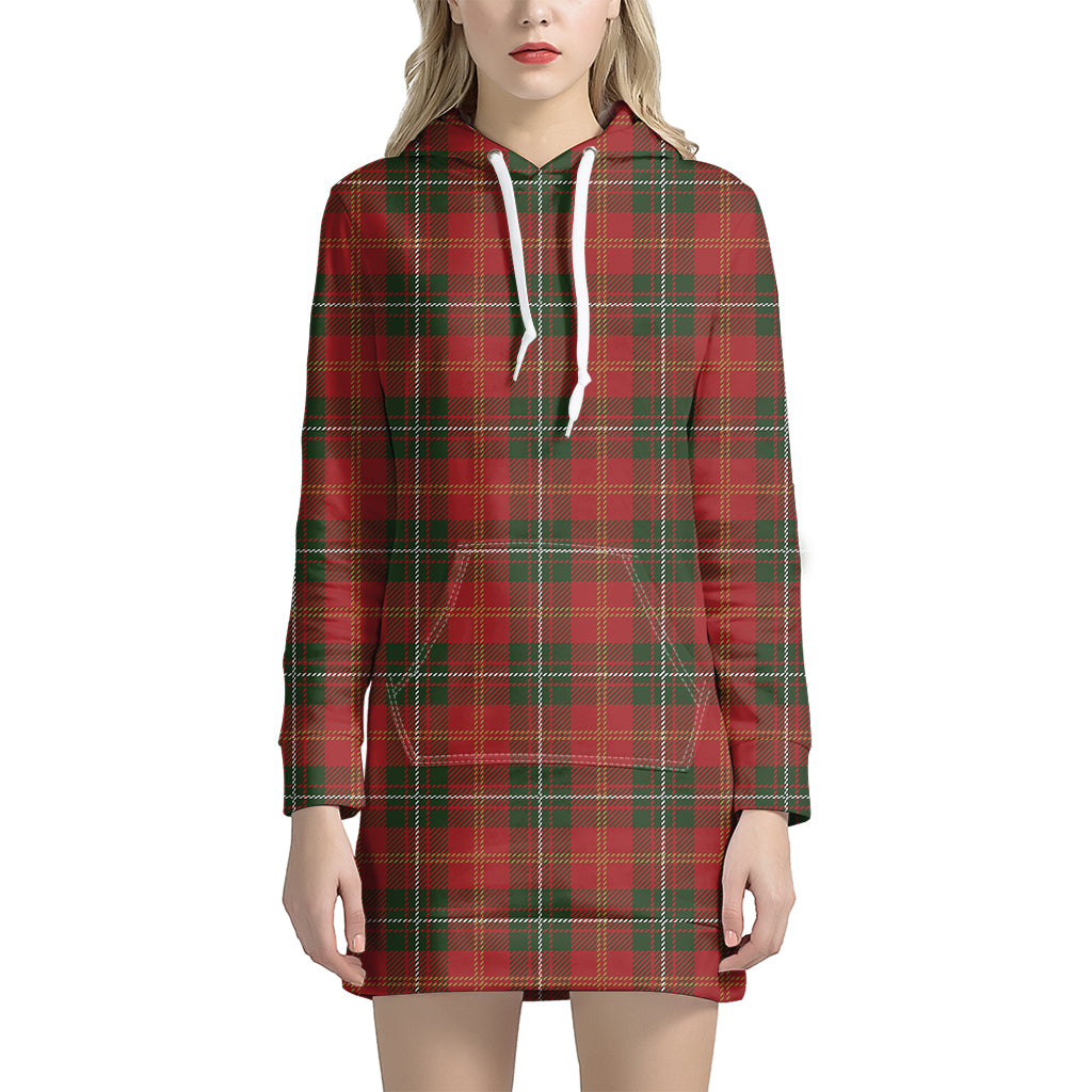 Christmas Scottish Tartan Pattern Print Hoodie Dress