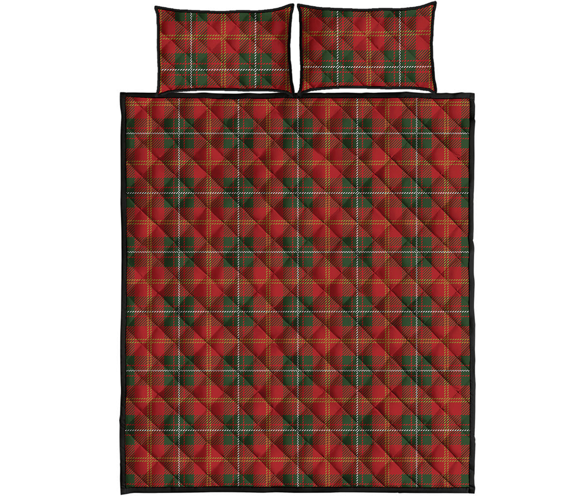 Christmas Scottish Tartan Pattern Print Quilt Bed Set
