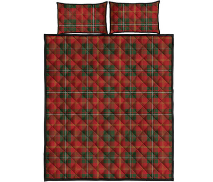 Christmas Scottish Tartan Pattern Print Quilt Bed Set