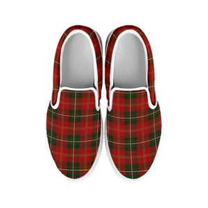 Christmas Scottish Tartan Pattern Print White Slip On Shoes