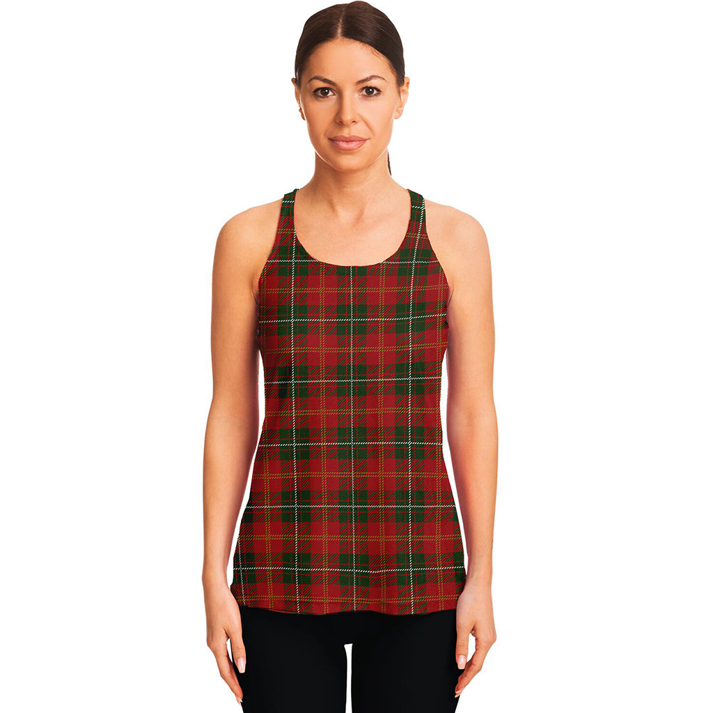 Christmas Scottish Tartan Pattern Print Women's Racerback Tank Top