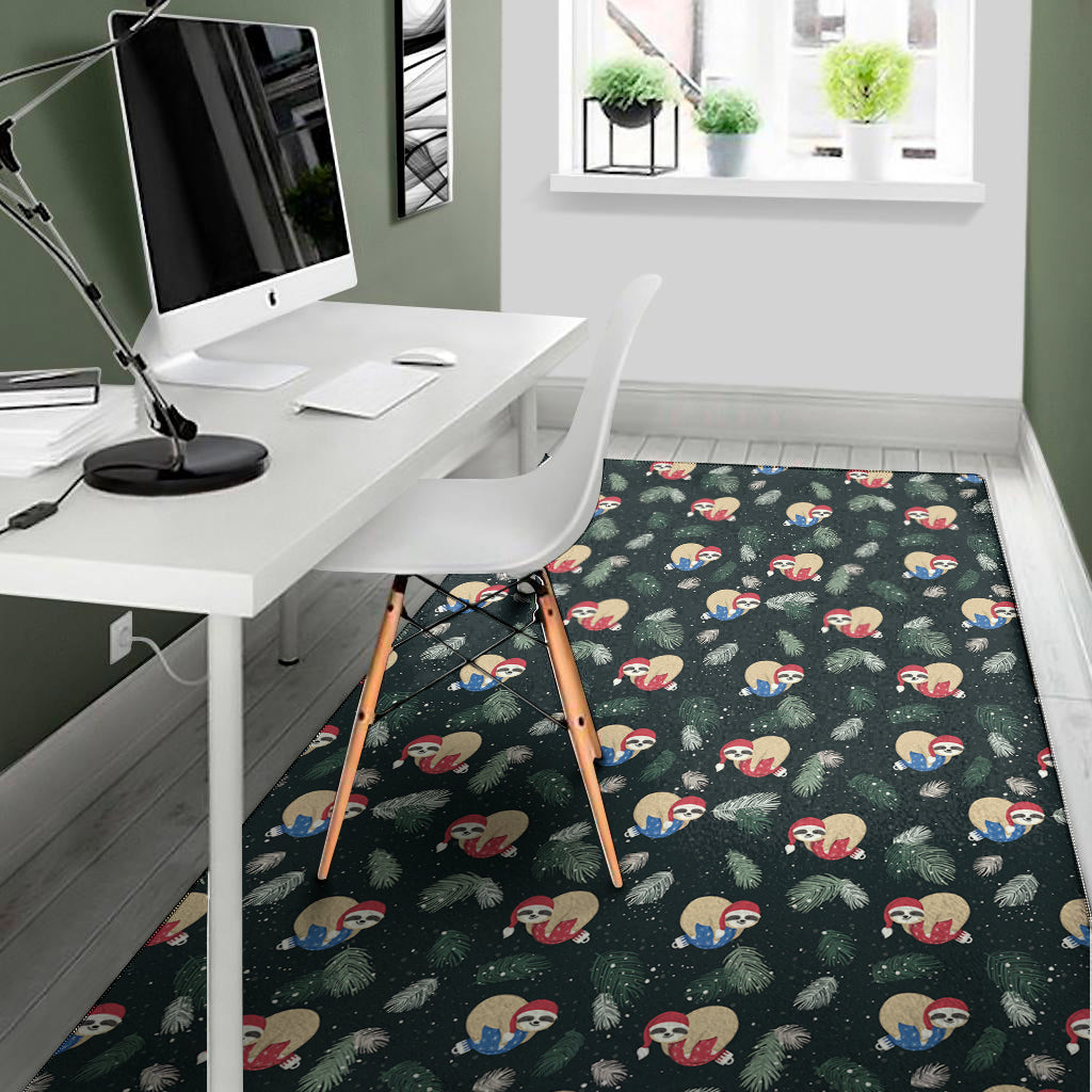 Christmas Sleeping Sloths Pattern Print Area Rug