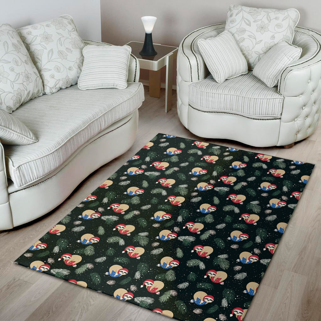 Christmas Sleeping Sloths Pattern Print Area Rug