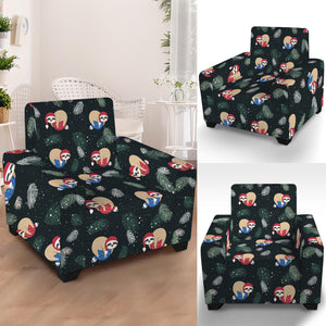 Christmas Sleeping Sloths Pattern Print Armchair Slipcover