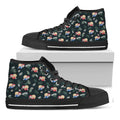 Christmas Sleeping Sloths Pattern Print Black High Top Sneakers