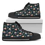 Christmas Sleeping Sloths Pattern Print Black High Top Shoes