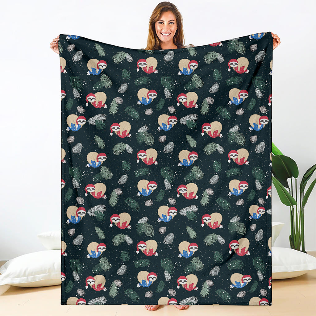 Christmas Sleeping Sloths Pattern Print Blanket