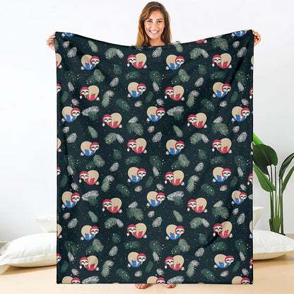 Christmas Sleeping Sloths Pattern Print Blanket